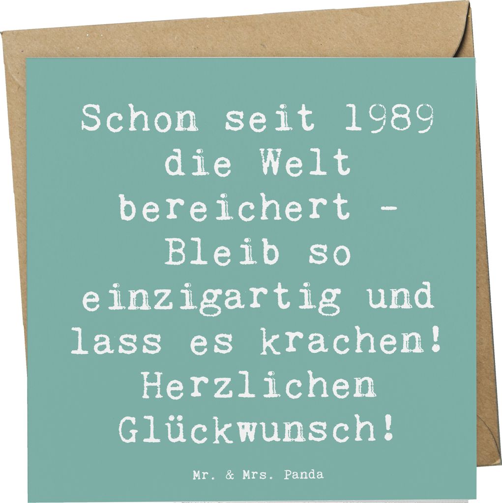 Mr. & Mrs. Panda Grußkarte Spruch 1989 Geburtstag - Meeresbrise - Geschenk, Happy Birthday, Geburtstagsgeschenk, Handgefertigte Geschenke, faltkar...