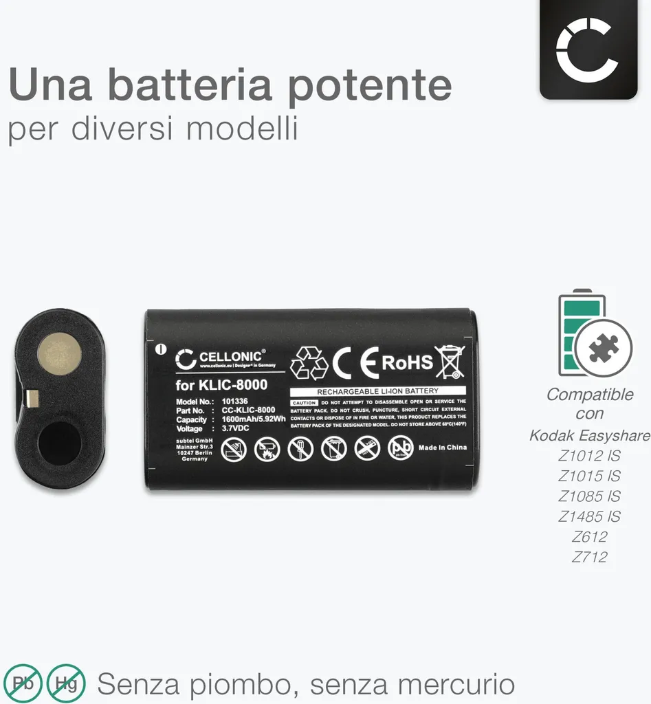 Vhbw Batteria Compatibile Per Fotocamera Ricoh Caplio R1, R2, RZ1 - 1520mAh, Li-Ion, Sostituisce DB-50