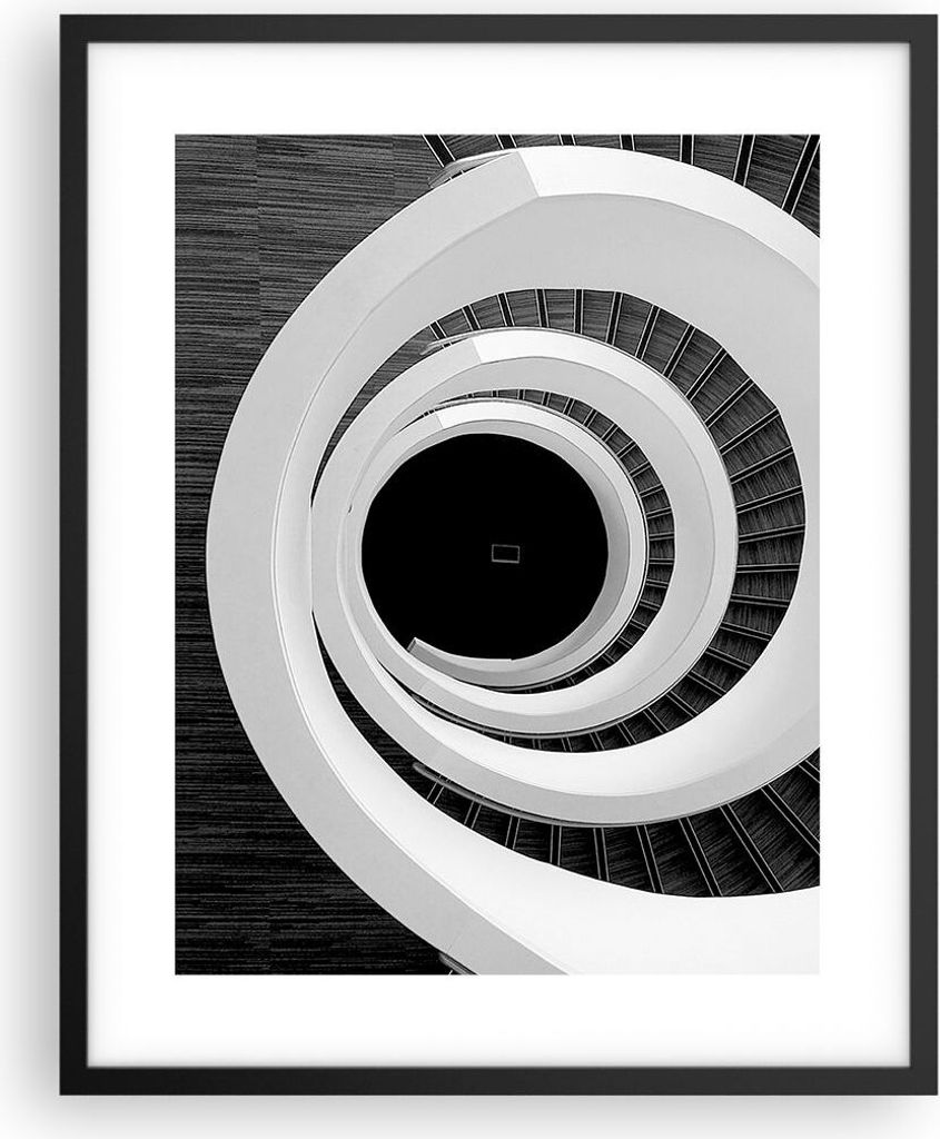 Gerahmtes Poster - Schwarzer Rahmen - Stück Modern Treppe - 40x50 cm - Wand Bild - Wanddeko - Wandbilder - Kunstposter - Wandposter - Bilderrahmen...