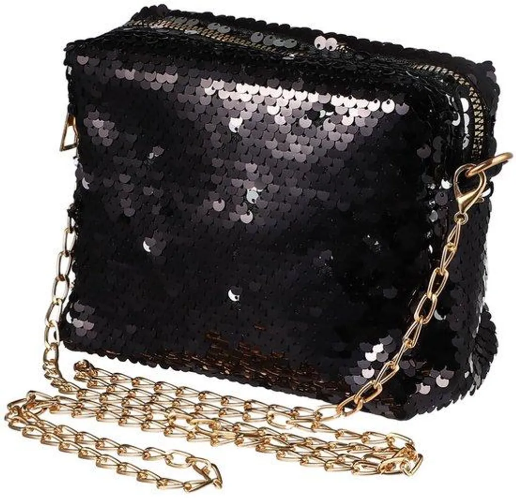 Pochette noire à paillettes et sac à main chic de soirée pour femme