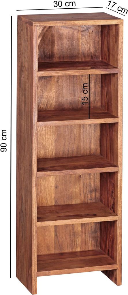 Étagère à CD FineBuy en bois massif d'acacia, hauteur 90 Image du produit 