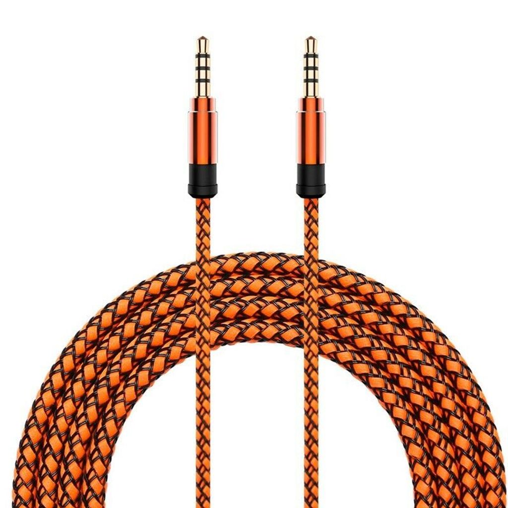 AUX Kabel 3,5mm auf Klinken Stecker für Auto iPhone MP3 Handy 1,5m 4-pol ORANGE