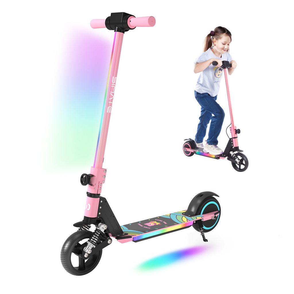 KXQ-EPRO Elektroscooter Kinder Klappbar Elektroroller Rosa Kinderroller Für Kinder und Jugendliche 130W Motor,14 km/h,5-8 km Reichweite E-Scooter