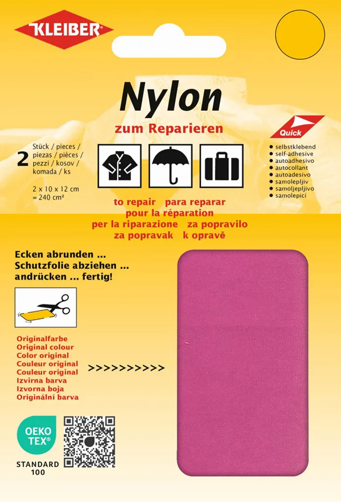 Patch Nylon Rose Kleiber 43036 Autocollant et Imperméable 10x20 cm