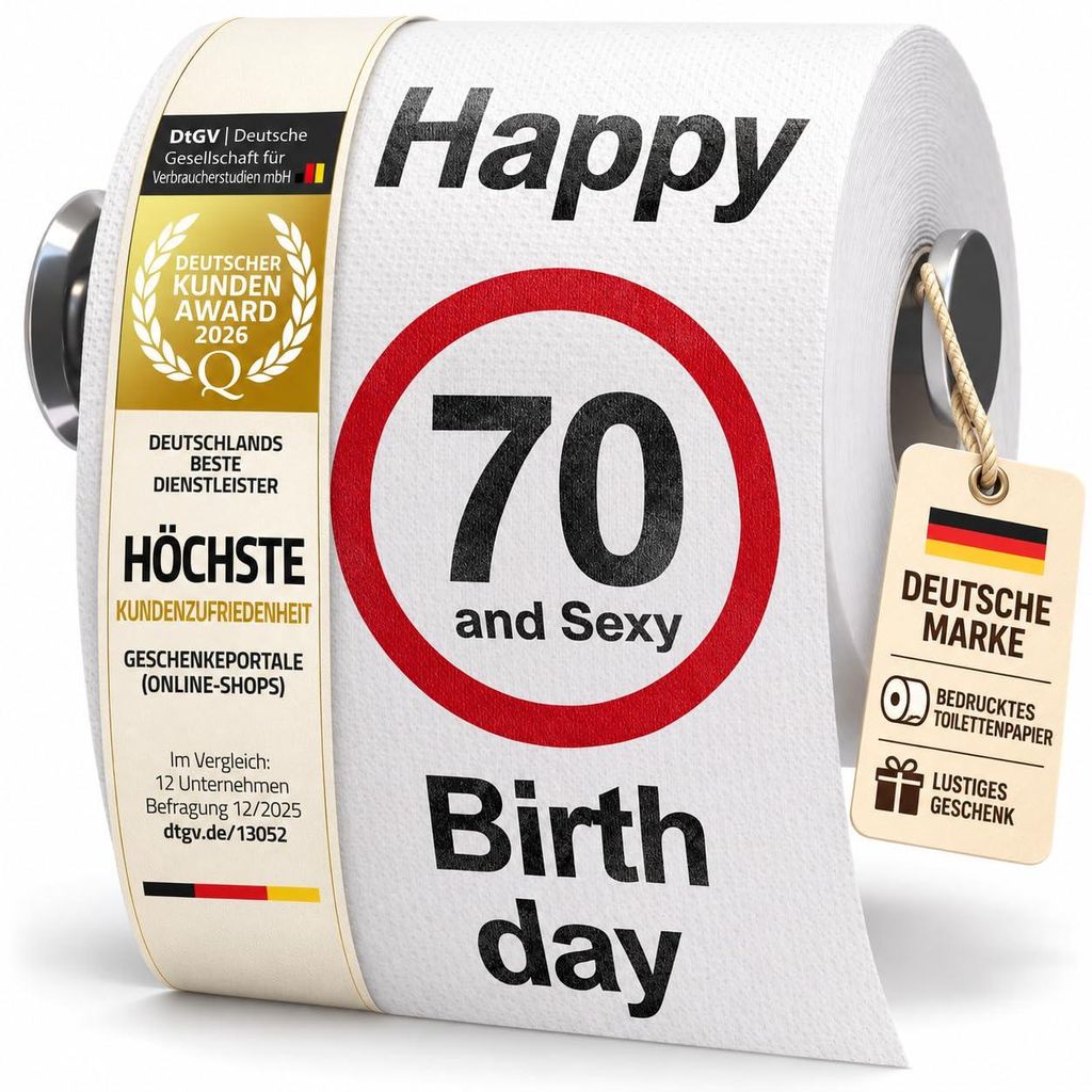 Klopapier 70. Geburtstag 200 Blatt, GOODS+GADGETS® Deko 70 Produktbild 