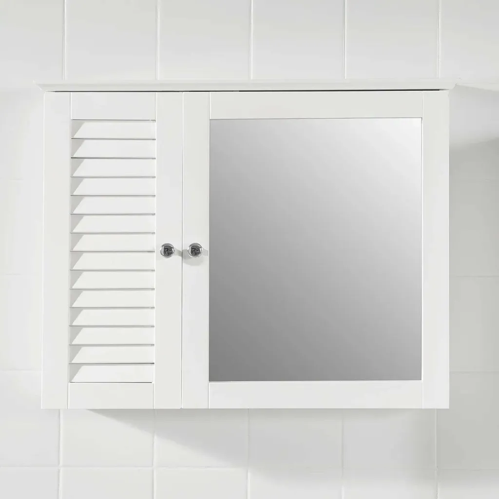 Meuble de rangement mural avec miroir pour salle de bains - Blanc Rootz