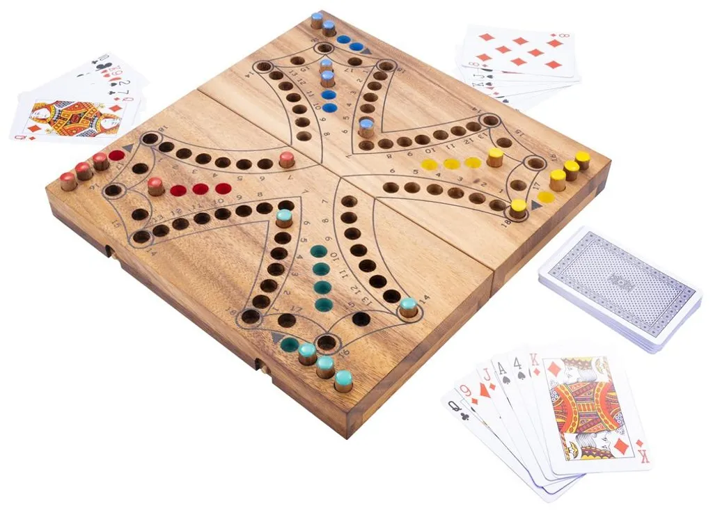 Jeu de Keez en Acacia 26 cm Finition Artisanale Coffret Bois 4 Joueurs
