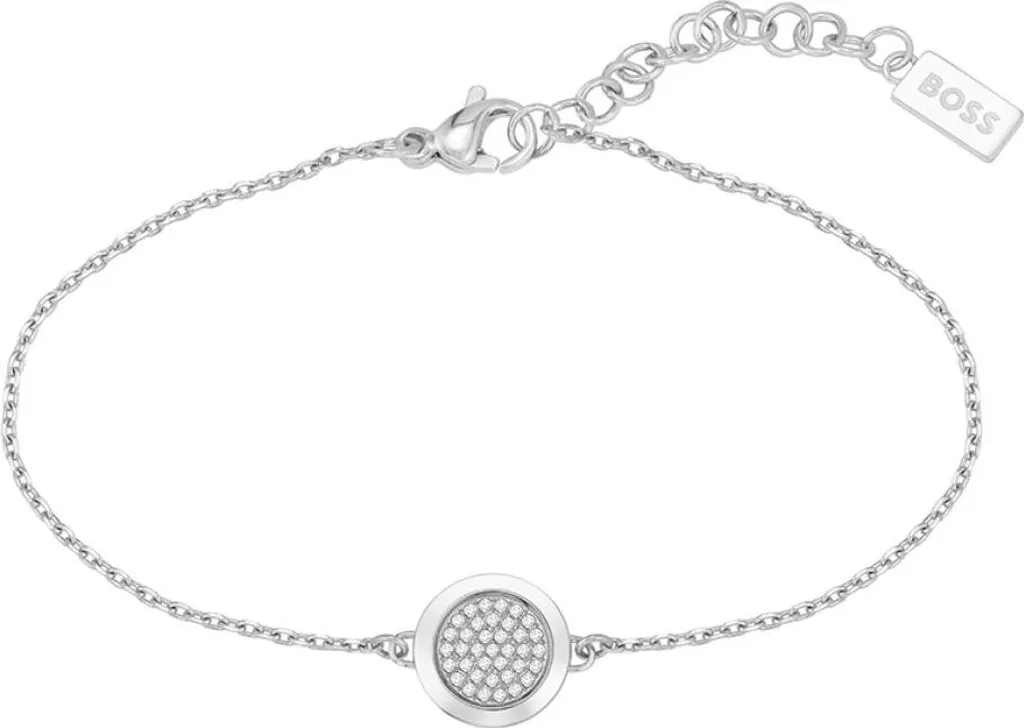 Bracelet gourmette en acier inoxydable et son médaillon serti de cristaux