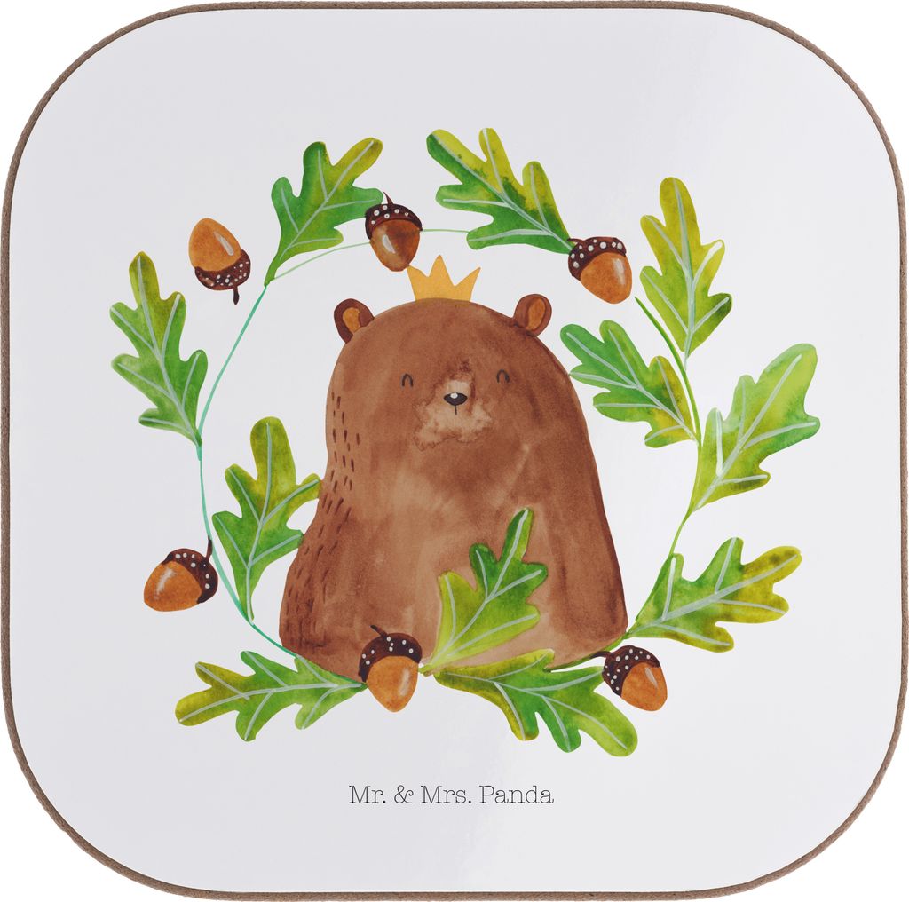 Mr. & Mrs. Panda Untersetzer für Gläser Bär König - Weiß - Geschenk, Papa, Glas, Tischuntersetzer, Vatertag, Coaster, Dad, Vater, Teddy, bieru...