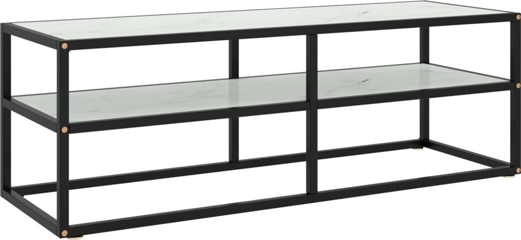 TV-Schrank Schwarz mit Weißer Marmor-Optik Glas 120x40x40 cm , TV-Schränke Design 2024