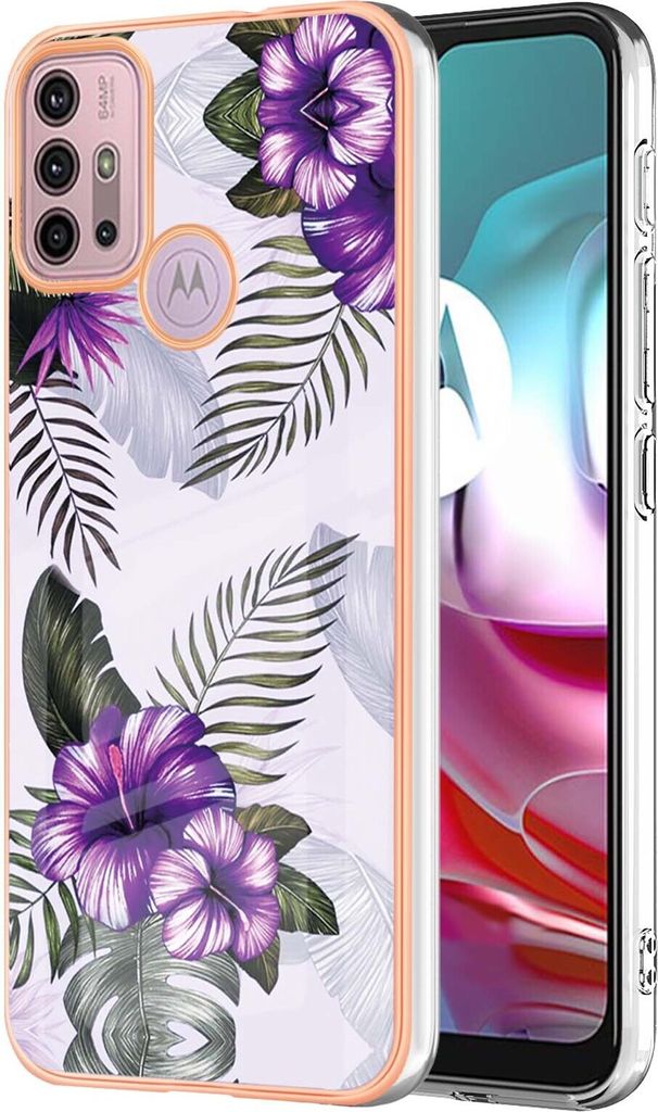 Hülle für Motorola Moto G30/G20/G10/G10 Power Muster TPU Silikon Stoßdämpfer Bumper Schutzhülle Lila