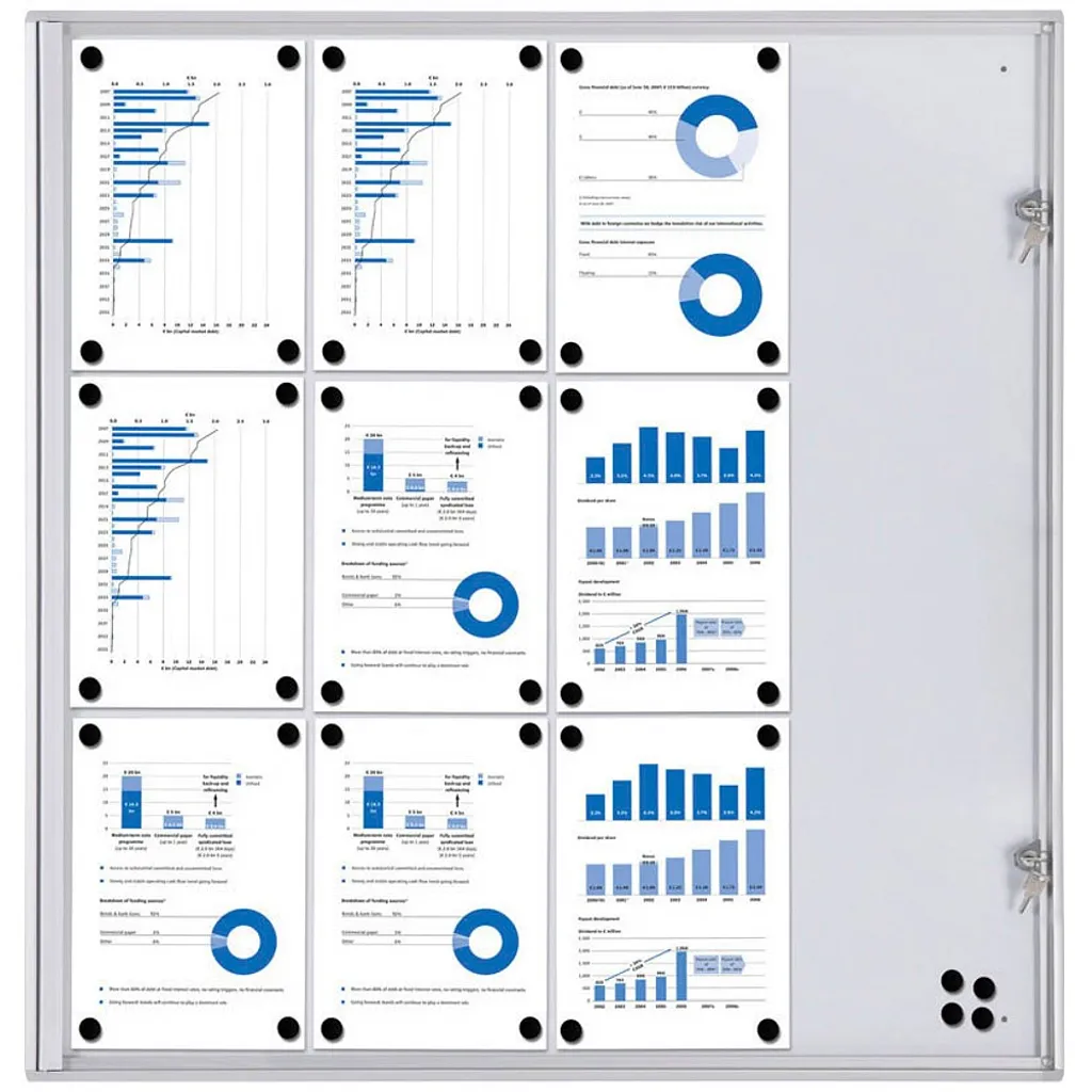 Panneau d'affichage magnétique 12xA4 sécurisé pour menu et information