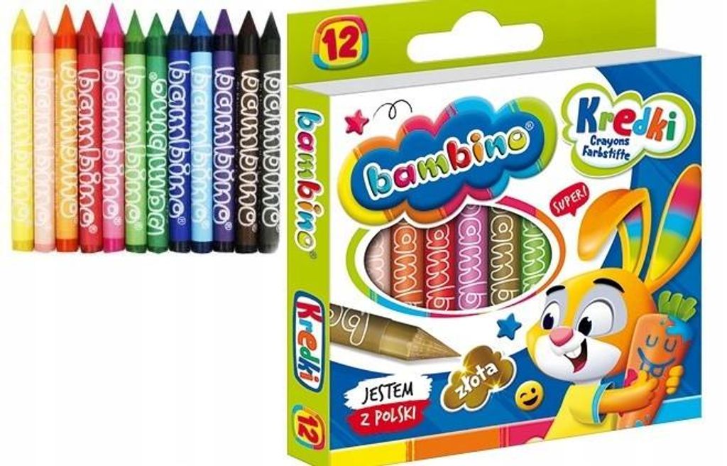 BAMBINO WAND CRAYONS 12 FARBEN Goldstift Produktbild 