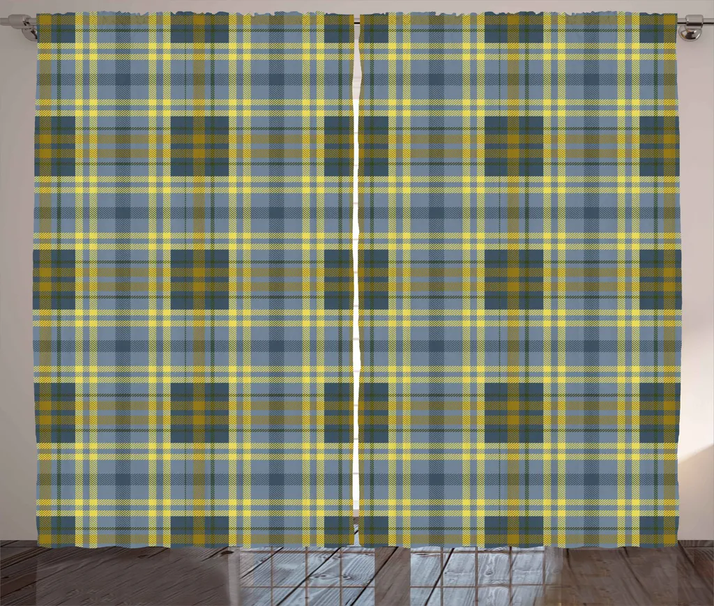 Grand Rideau Géométrique 280 x 225 cm avec Crochets et Boucles Inclus
