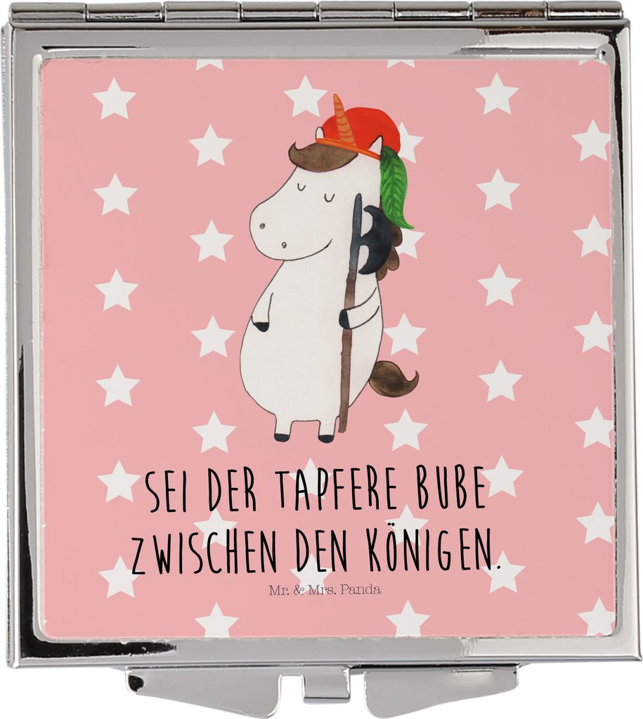 Mr. & Mrs. Panda Taschenspiegel Einhorn Junge - Rot Pastell Produktbild 
