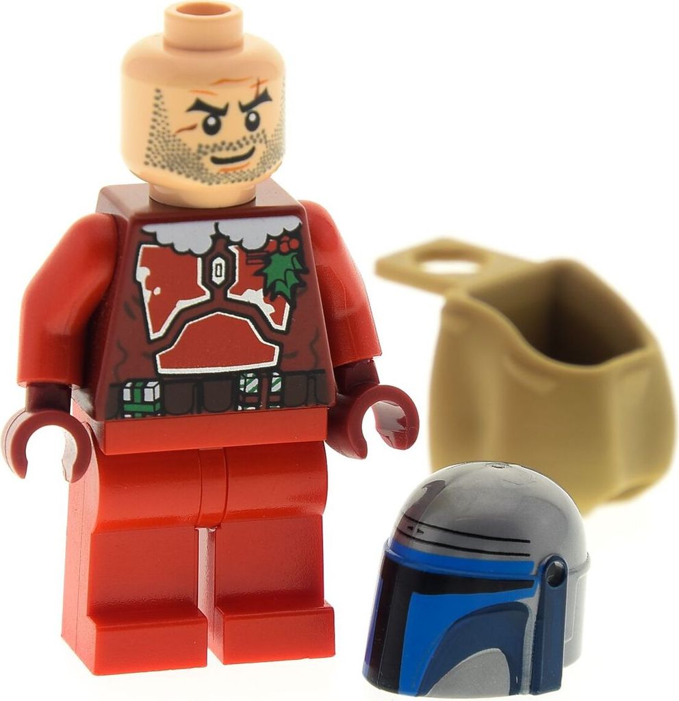 1x Lego Minifigur Star Wars Santa Jango Fett rot Rucksack Produktbild 