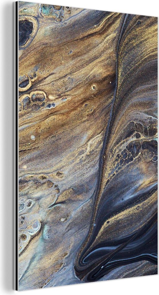 MuchoWow Wanddekoration Metall Metallbild Wandkunst 100x150 cm Marmor - Gold - Aquarell - Textur - Marmoroptik MuchoWow Aluminium Gemälde - Bild