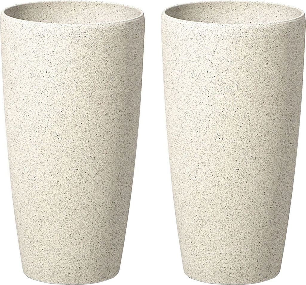 BELIANI Blumenkübel Beige Steingemisch und Glasfaser 23 x 23 x 42 cm mit Schlanker Form Rund Hoch Modernes Design Garten Outdoor Außenbereich Indoor