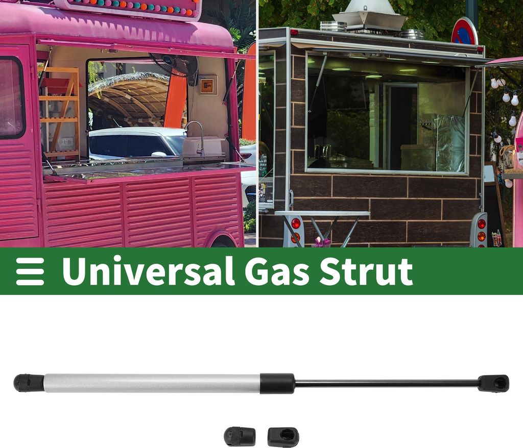 Universal-Hebestützen, Gasdruckfeder, 18 Zoll/450 mm, 110 lb/500 N/50 kg, Kohlenstoffstahl, silberfarben, 1 Set