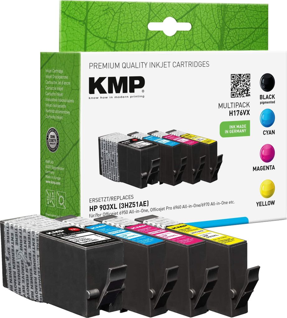 KMP H176VX, Compatible, Schwarz, Cyan, Magenta, Gelb, HP, Produktbild 