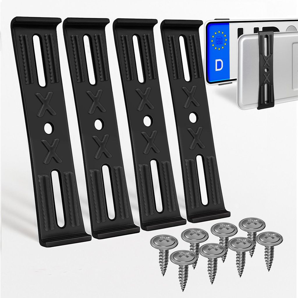 2 Kennzeichenhalter rahmenlos universell Nummernschildhalter unsichtbar Halter für Kennzeichen black