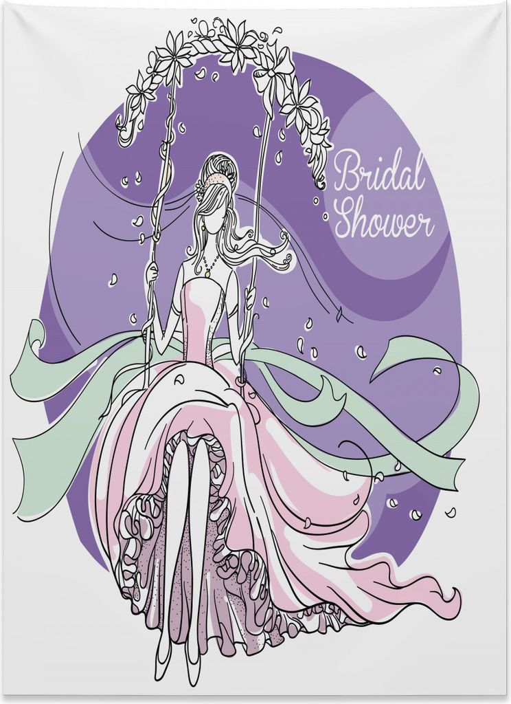 Abakuhaus Lila Wandteppich, Partykleid Braut aus Weiches Mikrofaser Stoff Kein Verblassen Klare Farben Waschbar, 110 x 150 cm, Hellrosa und Lila