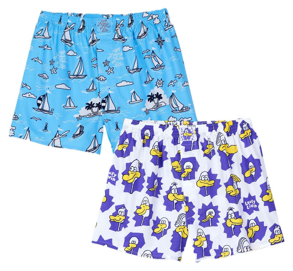 Lousy Livin 2-Pack Boxershorts Boats & Ducks Blue M