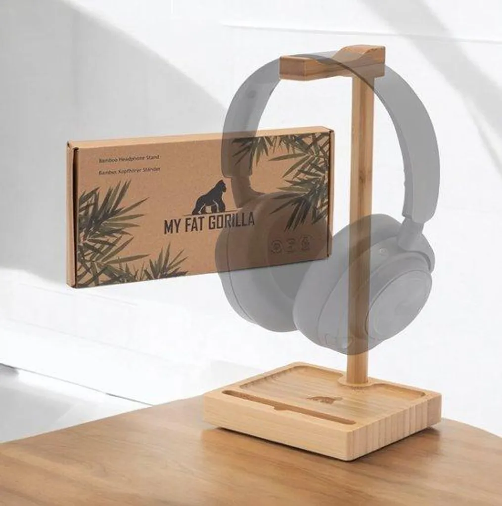 Porte-Casque Design en Bois Durable avec Socle Vide-Poche Intégré