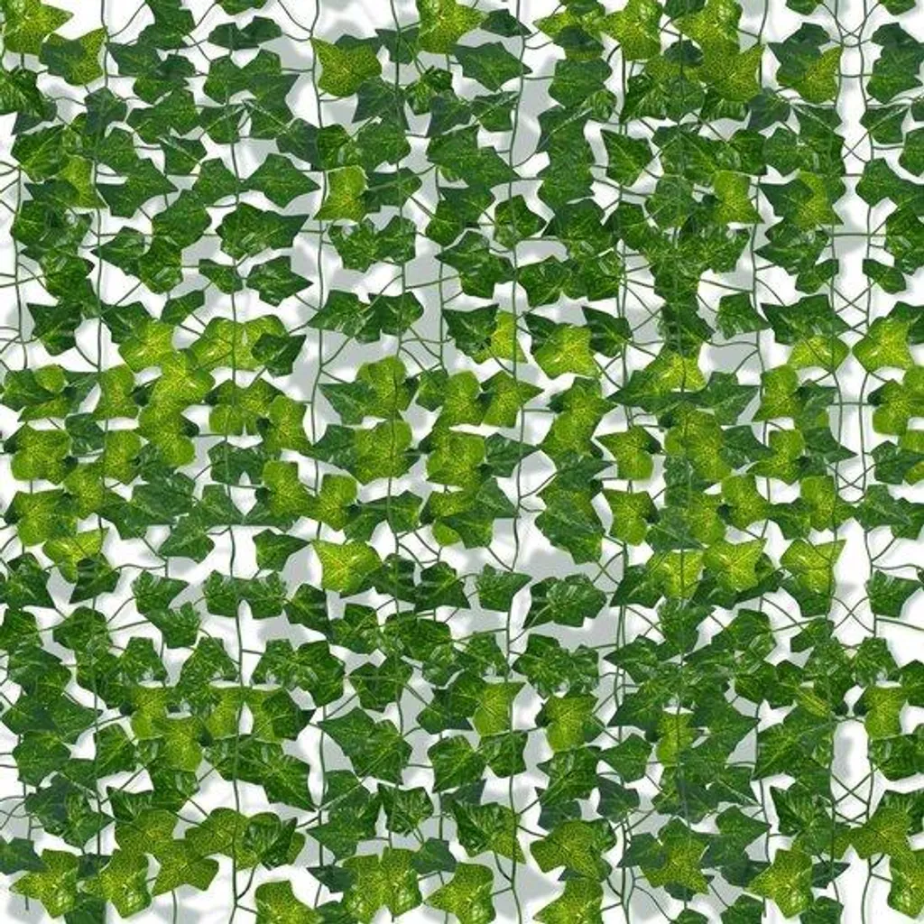 Plante artificielle tombante lierre de 2,1m pour déco murale 36 pièces