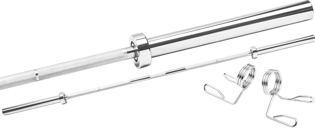 Olympia Federstahl Langhantel 220 cm Chrom inkl. Verschlüssen 50/51 mm