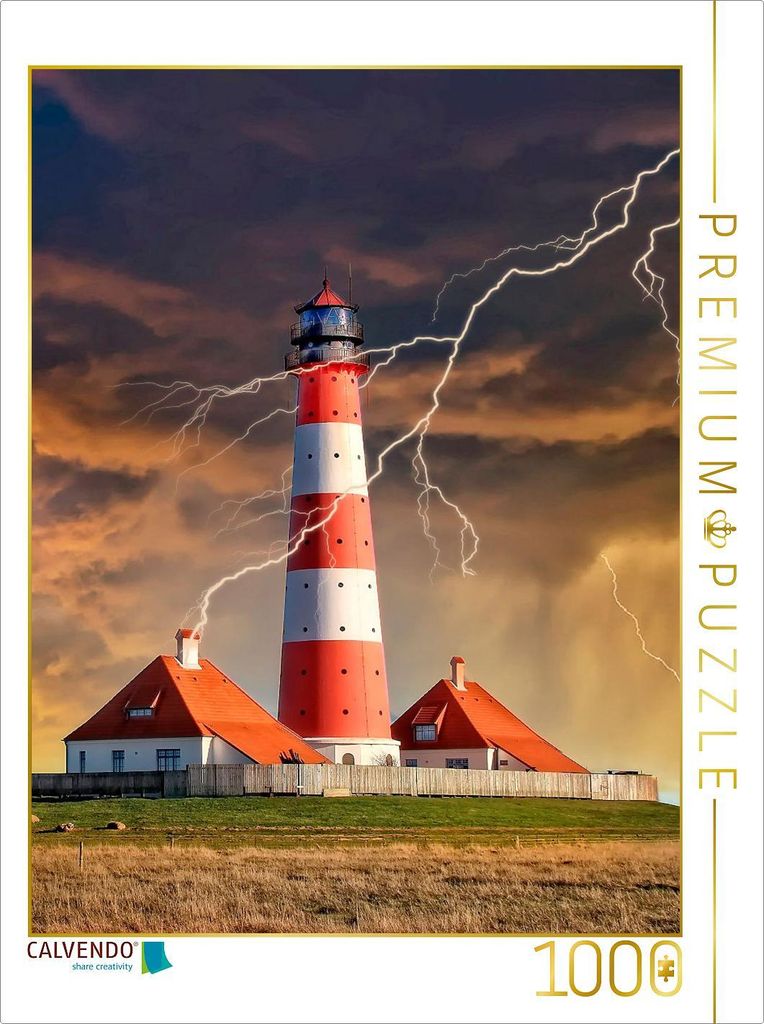 CALVENDO Puzzle Leuchtturm Westerheversand, Deutschland | 1000 Teile Lege-Größe 64x48cm Foto-Puzzle für glückliche Stunden