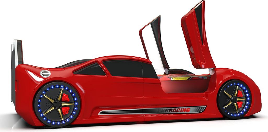 Autobett RACING mit Flügeltüren : Rot Farbe: Rot
