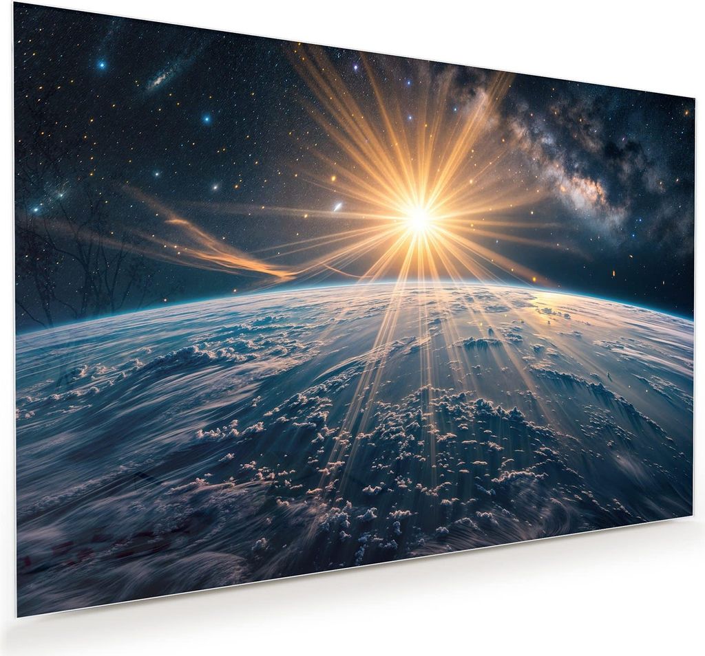 Glasbild 45x30cm in XXL für Wohnzimmer, Schlafzimmer Motiv Sonnenaufgang Erde