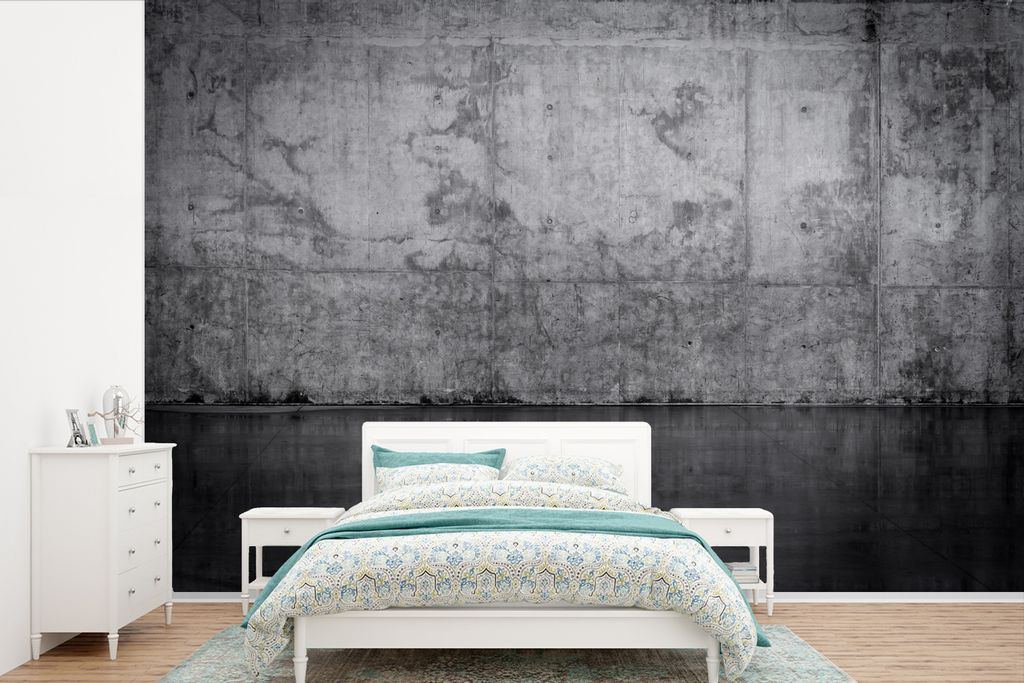 MuchoWow Fototapete für Wohnzimmer oder Schlafzimmer Wandtapete Vinyl Motivtapete Beton - Wand - Dunkel - 600x400 cm - Vinyltapeten
