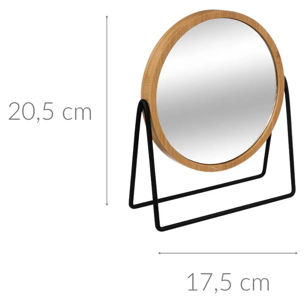 Miroir de salle de bain anti-basculement en bambou 22 cm - Angle réglable