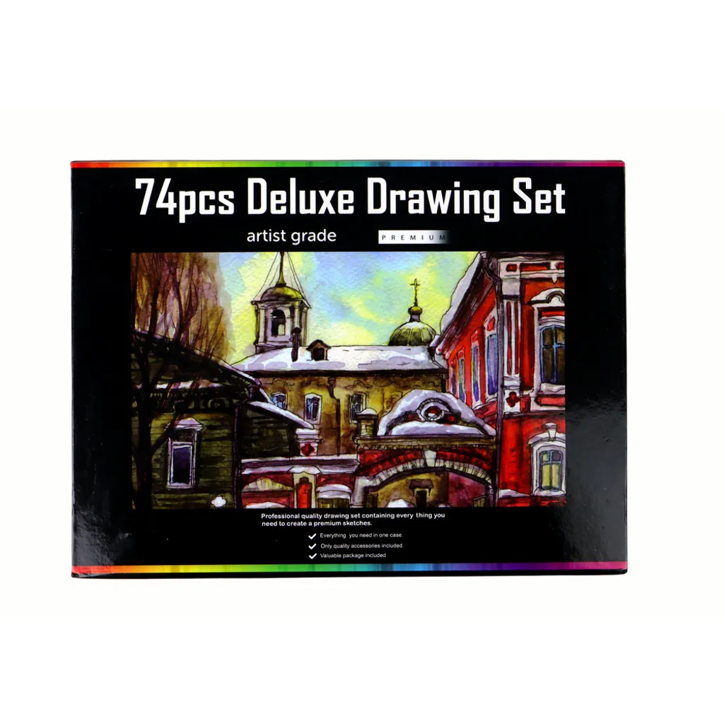 Mallette de dessin XXL 74 pièces : crayons de couleur et matériel d'art - 4