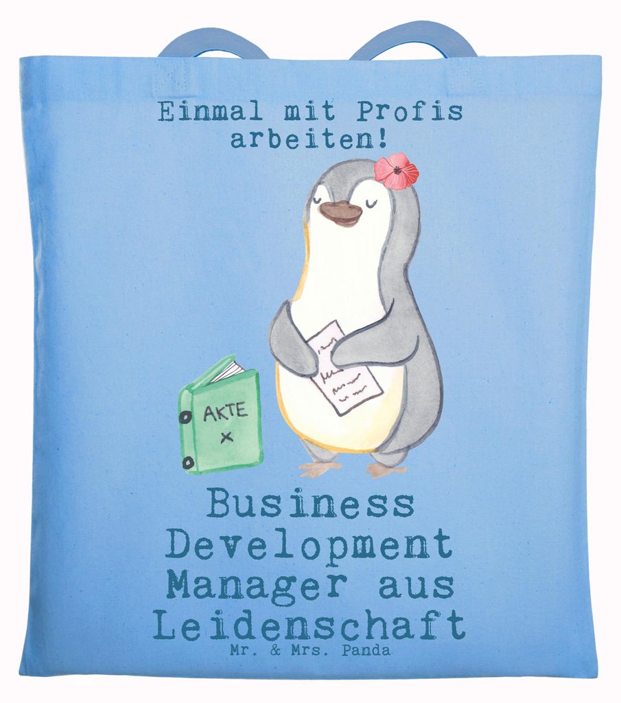 Mr. & Mrs. Panda Tote Bag Business Development Manager Leidenschaft - Sky Blue - Geschenk, Schultasche, Jutebeutel, Laptoptasche, Tasche, Einkaufst...