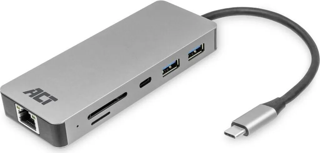 Adaptateur Multiport USB-C vers HDMI 4K et Ethernet ACT AC7092 Gris