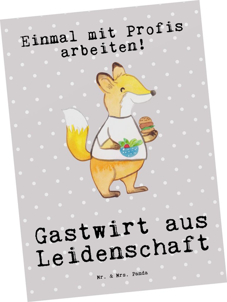 Mr. & Mrs. Panda Postkarte Gastwirt Leidenschaft - Grau Pastell - Geschenk, Bar, Kneipe, Ansichtskarte, Grußkarte, Postkarten, Bartender, Ansichts...