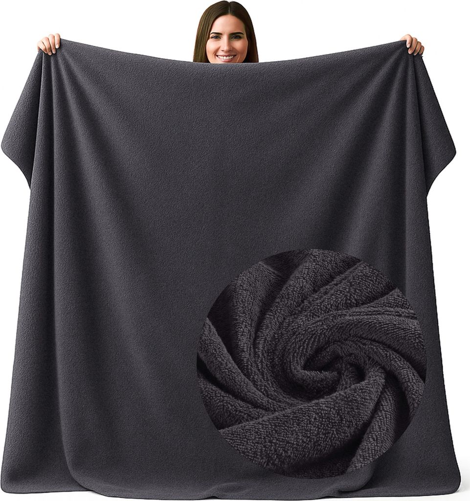 Frottee Strandtuch XXL 200x200cm Badetuch groß 100% Baumwolle Badehandtuch Frottier Saunatuch Decke (Anthrazit)