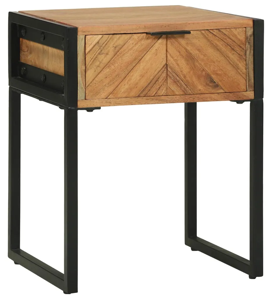Table de chevet en bois d'acacia massif meuble de nuit marron 50cm
