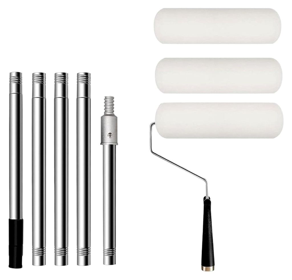 Farbroller Set, Malroller Set für Wandfarbe - 23 cm ausziehbares Werkzeug mit Wechselrollen - Heimwerken Innen und Außen, Decke, Boden, Möbel