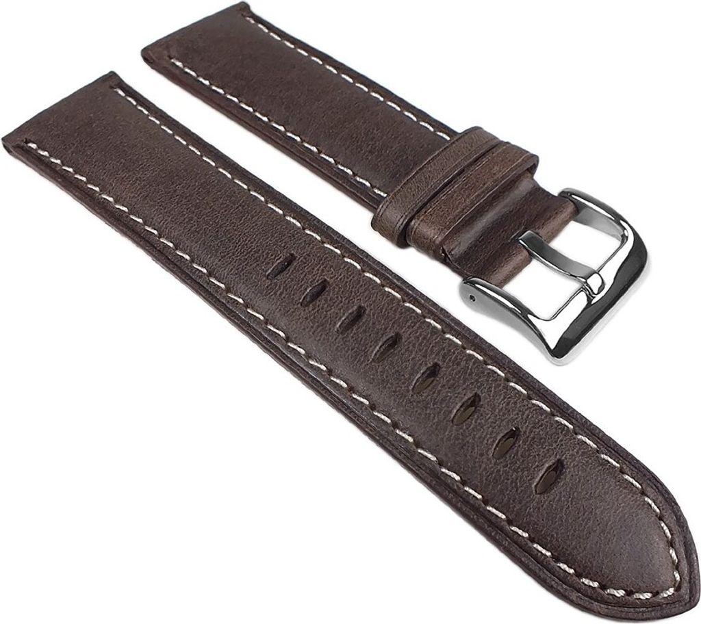 Ersatzband Uhrenarmband Leder Band Dunkelbraun 25272S, Stegbreite:22mm