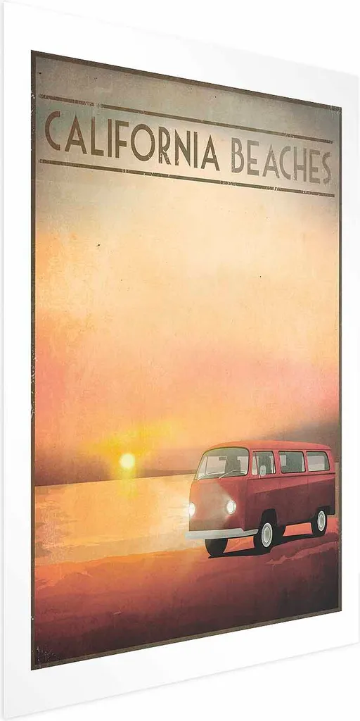 Poster California Beach 60x90 - Arredo Parete Moderno con Margine
