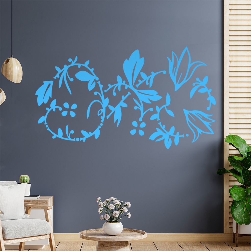 Blumenranke - Linien Wandtattoo in 6 Größen - Wandaufkleber Wall Sticker - Dekoration, Küche, Wohnzimmer, Schlafzimmer, Badezimmer
