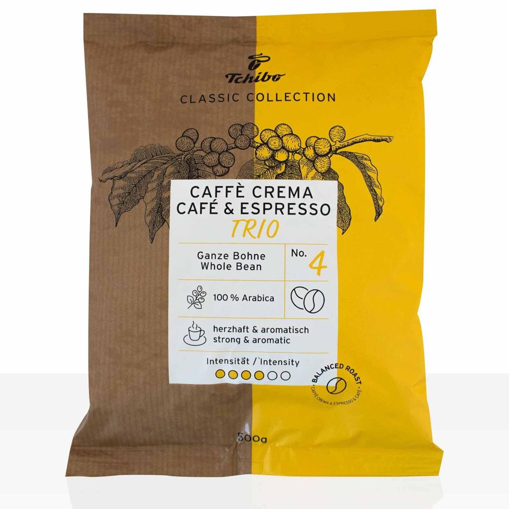 Tchibo Caffe Crema & Espresso Trio 500g Kaffeebohnen Produktbild 