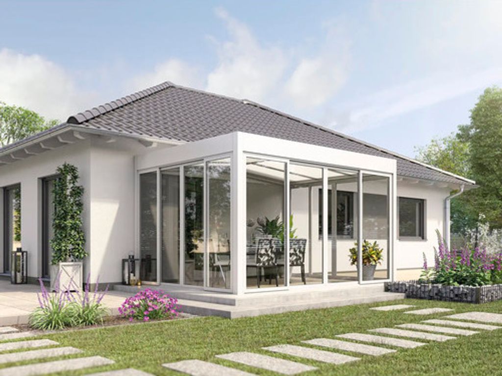 Wintergarten RAL 9016 verkehrsweiß Satteldach 404 x 303,3 Produktbild 