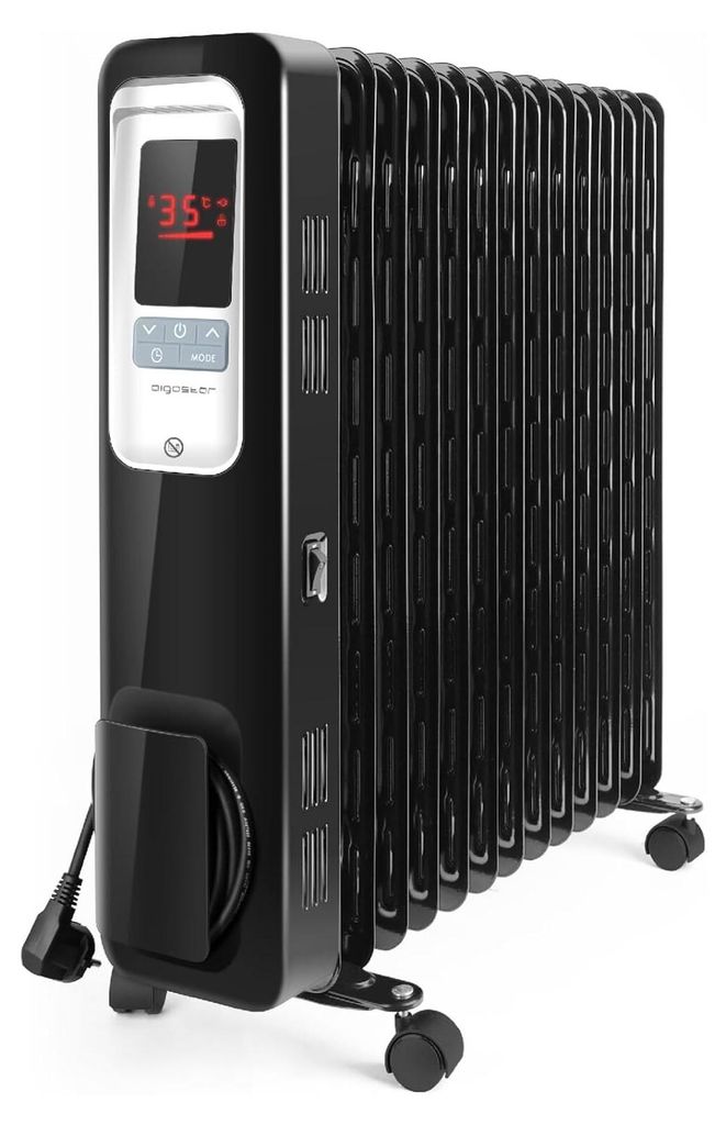 2500W Ölradiator mit LCD-Display, 13 Rippen, 4 Heizstufen, Thermostat, Fernbedienung, Überhitzungsschutz – Energiesparende Elektroheizung