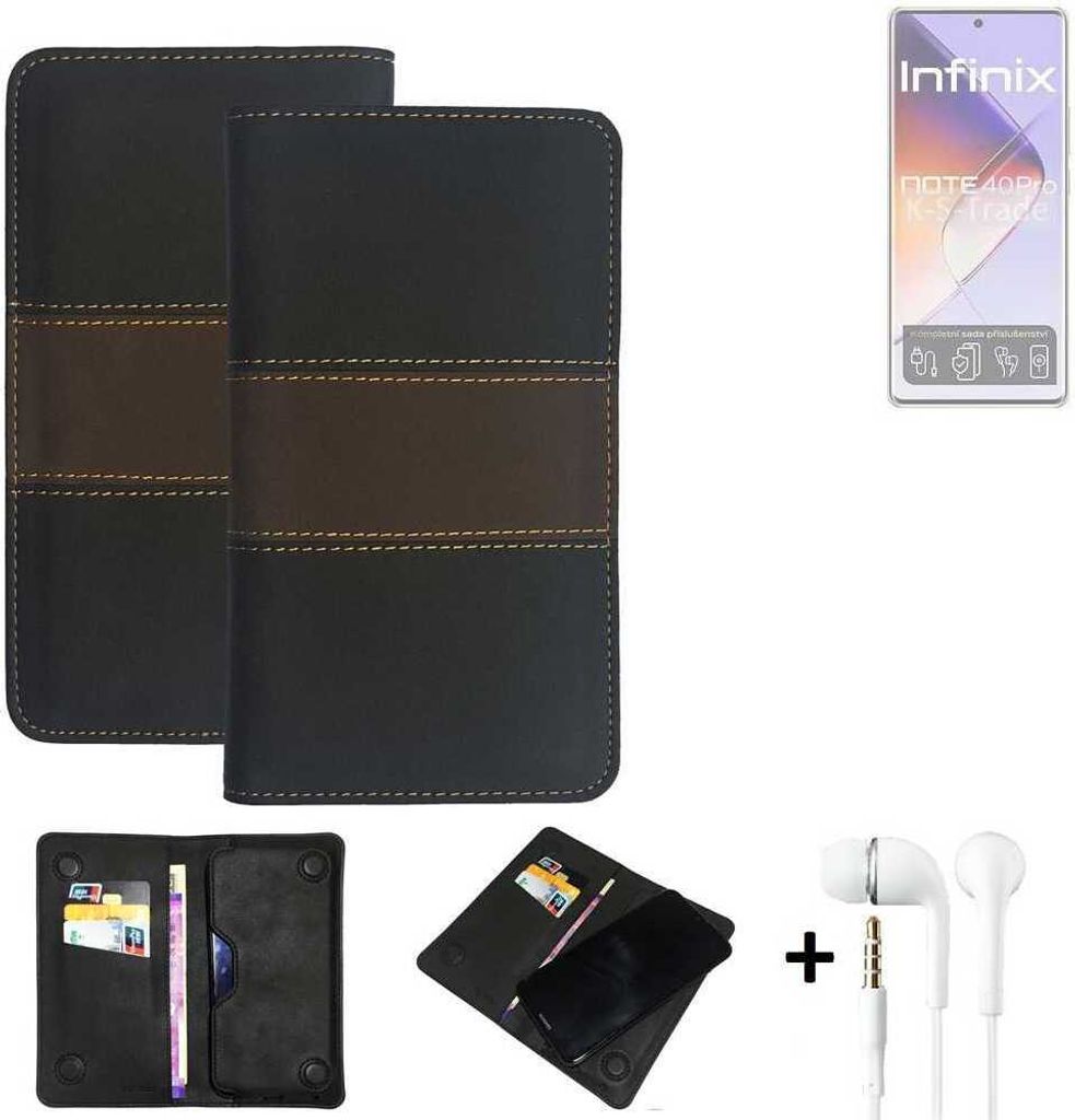 K-S-Trade Handyhülle + Kopfhörer kompatibel mit Infinix Note 40 Pro Schutzhülle Walletcase Bookstyle Tasche Schutz Case Hülle Wallet Cover