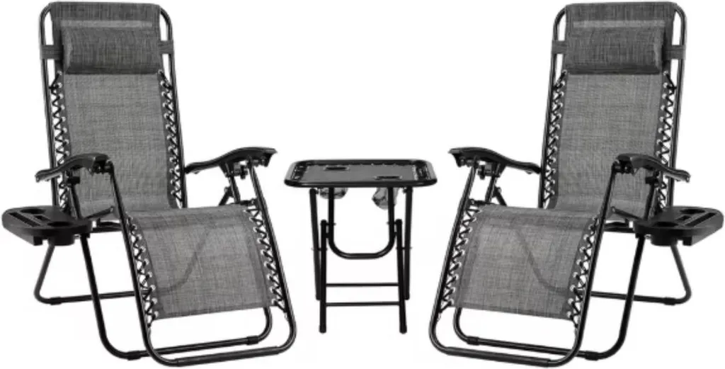 Chaises longues inclinables Zero Gravity Milano, kit duo métal et gris